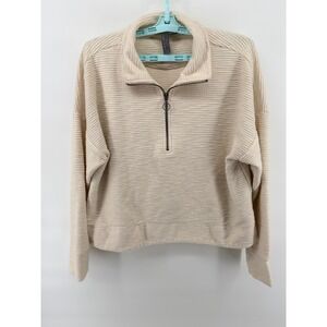 Sweaty Betty Rest Up 1/2 Zip Pullover Cream Activewear Athleisure Workwear